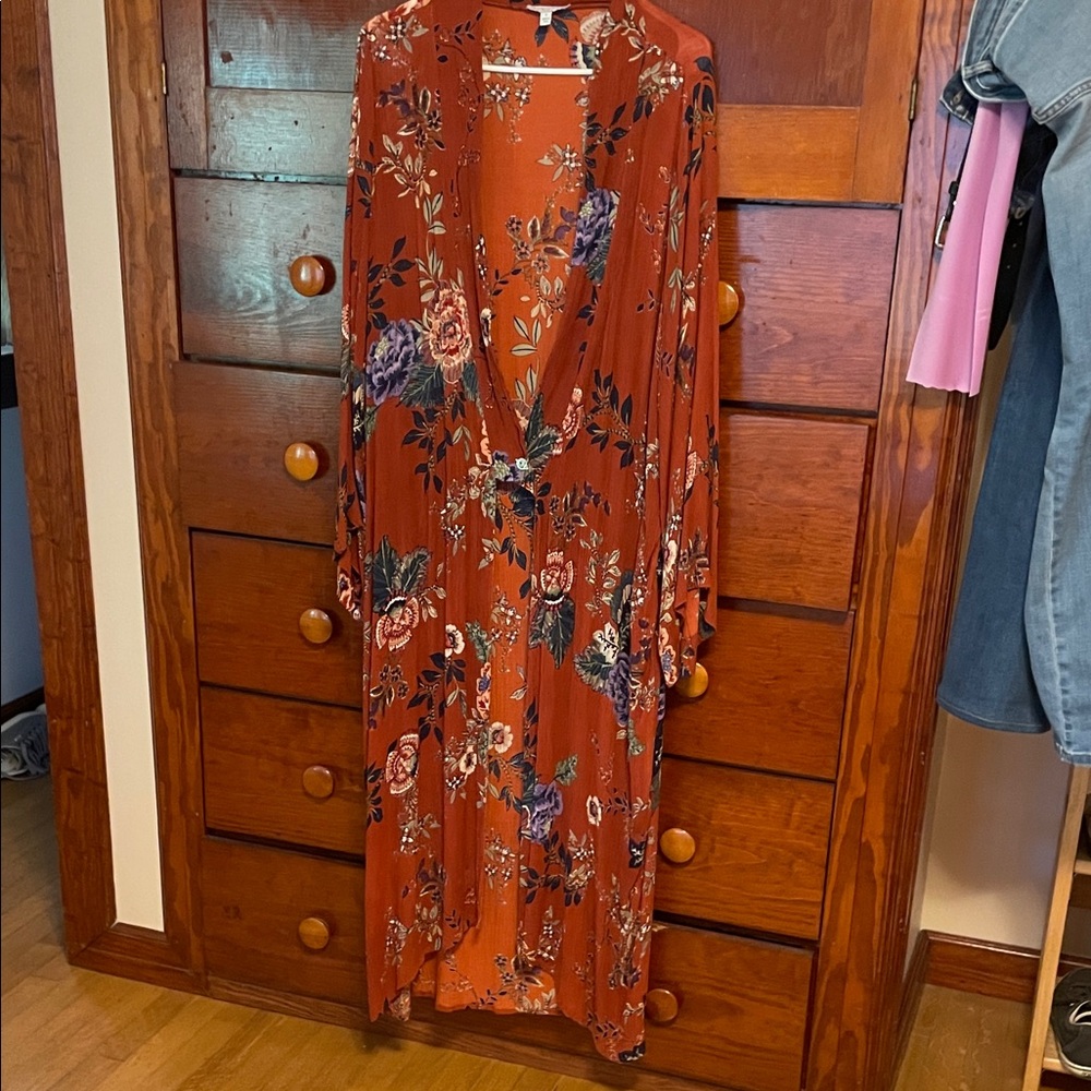 Patrons of Peace Floral Duster in Rust